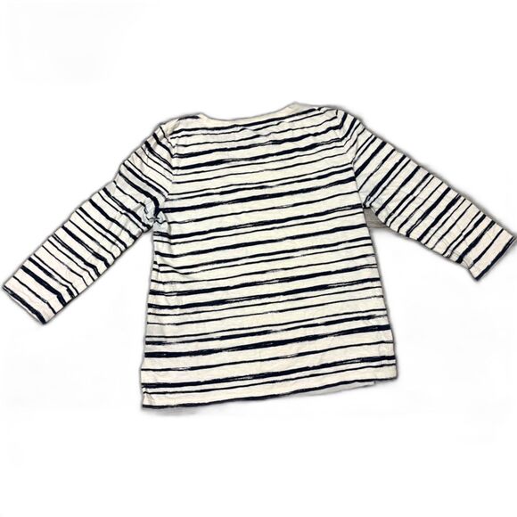 Talbots Top M White Black Stripe London Embroidered 3/4 Sleeve Blokecore Casual - Picture 7 of 7